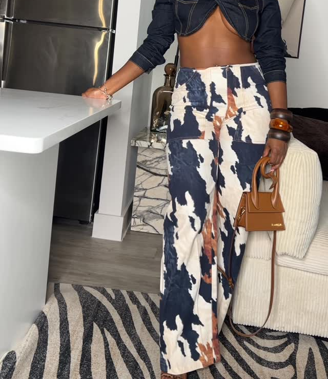 Multi Colour Print Straight Leg Pants