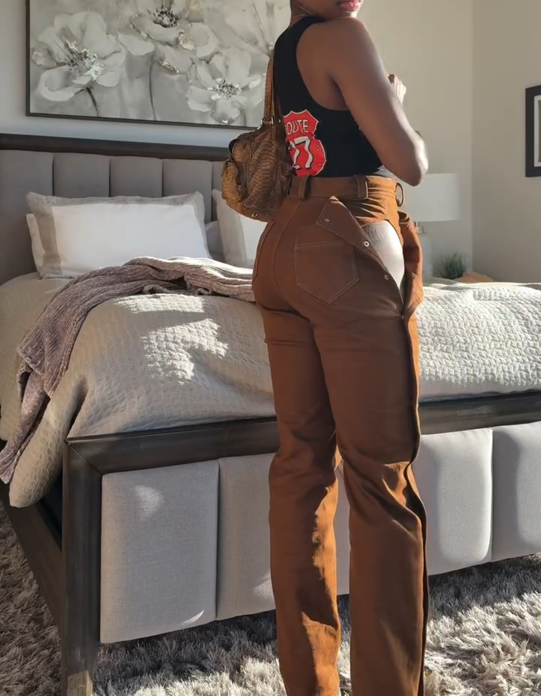 Hidden side button high waist jeans