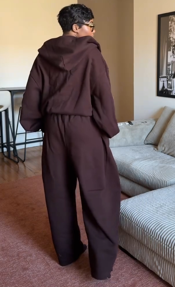 Brown Loose Hooded Sportswear