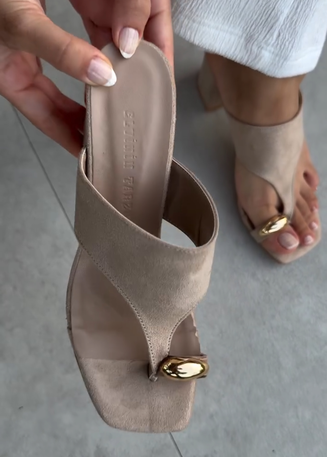 Metallic square-toe slippers