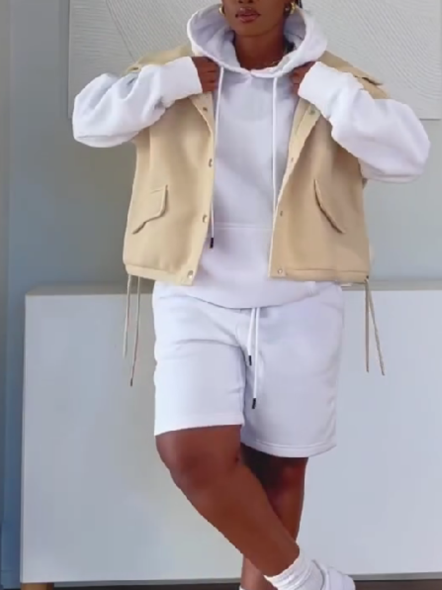 Solid Color Sweater Three-piece Set