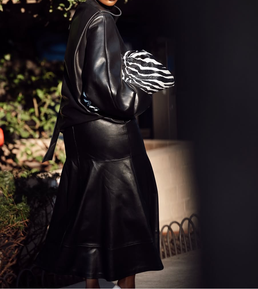 Two-piece leather suit