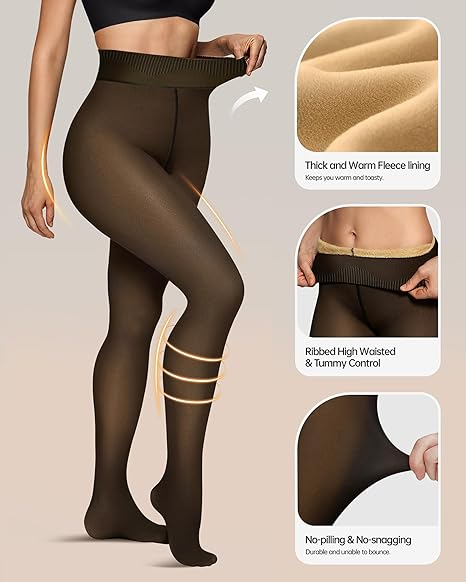 Fleece Lined Tights Sheer Fake