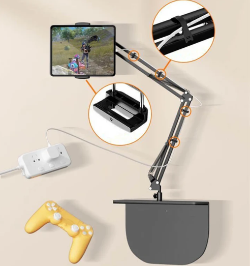 Adjustable long arm metal phone holder