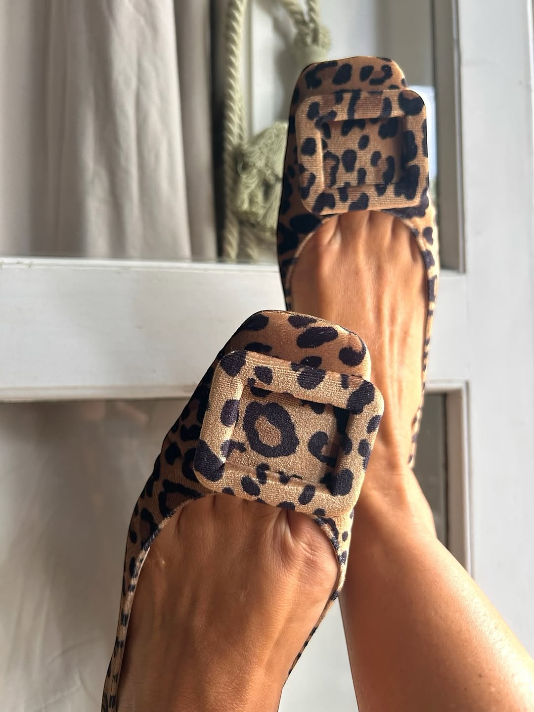 Print Velvet Ballet Flats