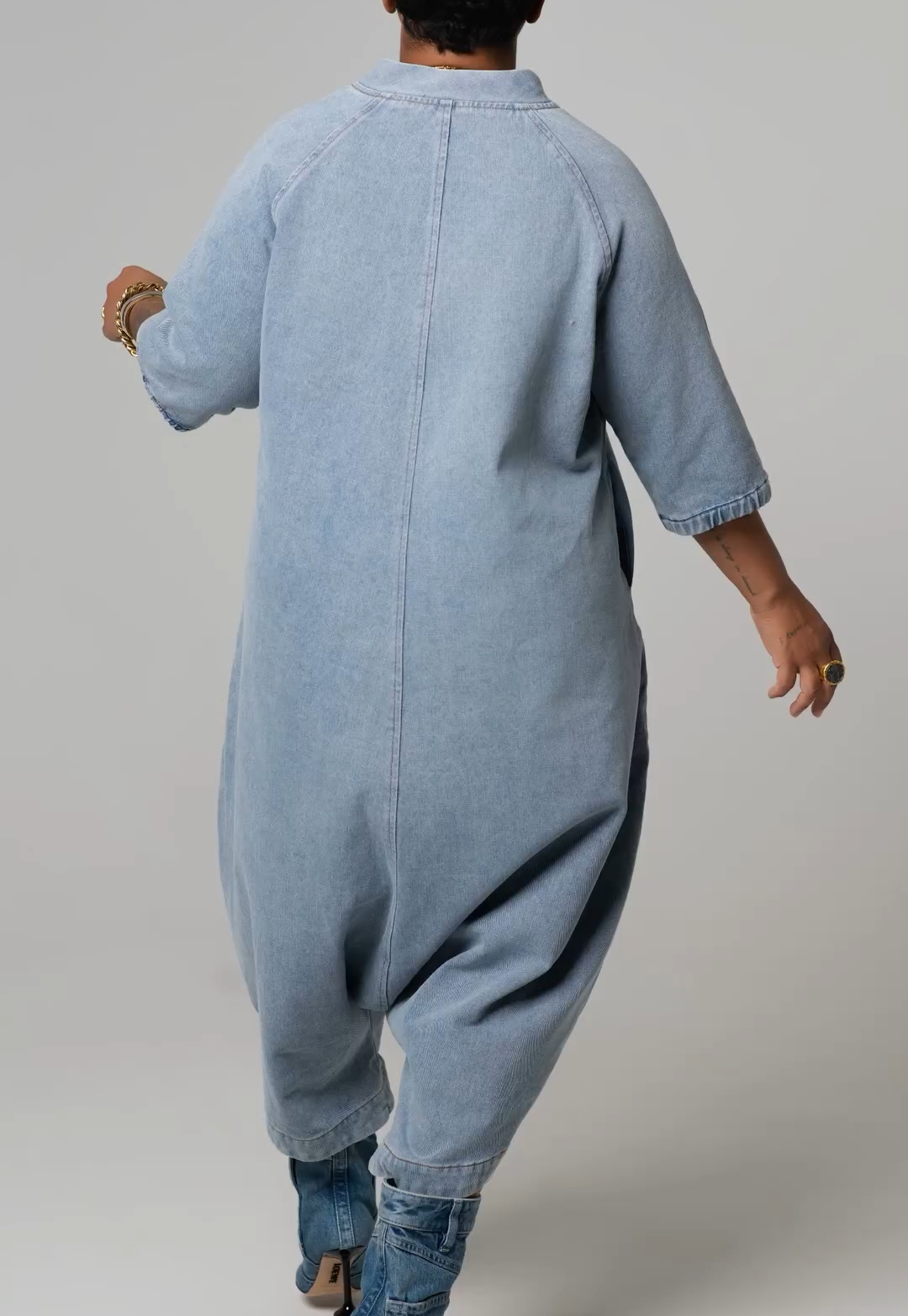 Loose denim jumpsuit