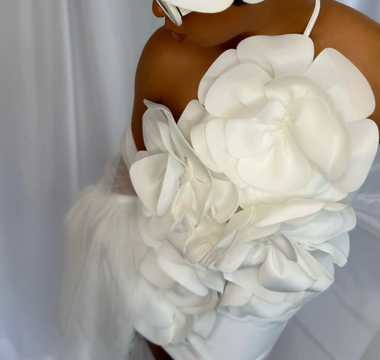 3D floral halter neck dress