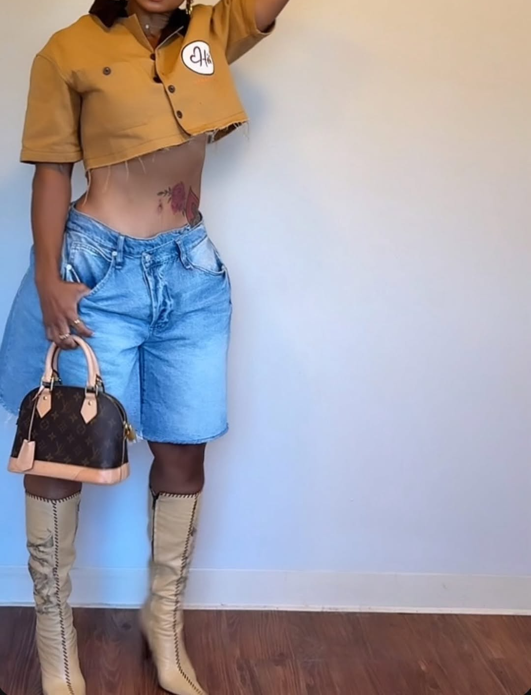 Retro print short-sleeved shirt