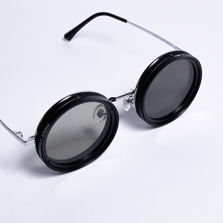 Adjustable Tint Sunglasses, 1-9 Gears Rounded Polarized Glasses with ND Filter Lenses