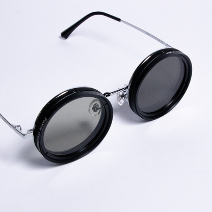 Adjustable Tint Sunglasses, 1-9 Gears Rounded Polarized Glasses with ND Filter Lenses