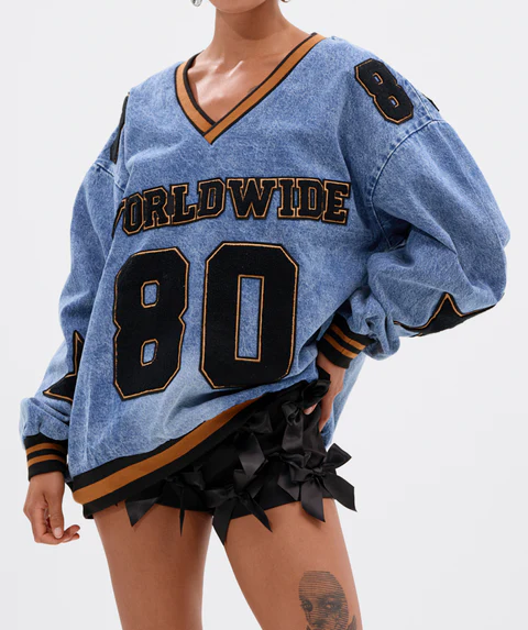 ALL AROUND THE WORLD DENIM SWEATSHIRT