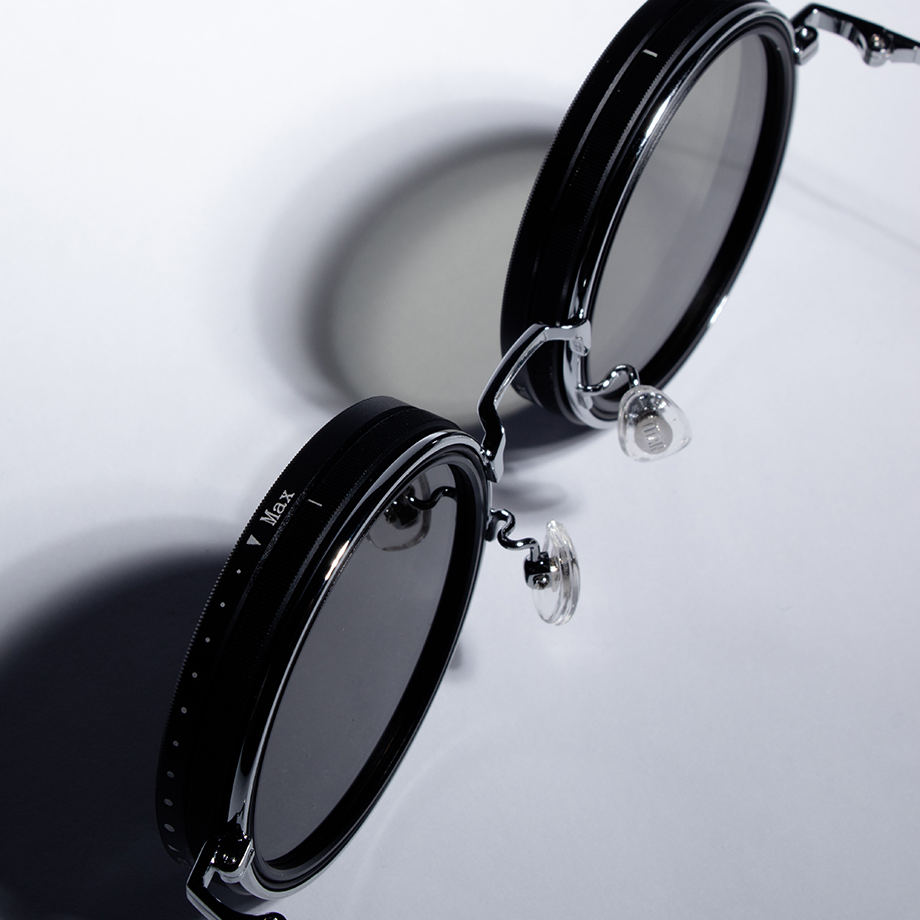 Adjustable Tint Sunglasses, 1-9 Gears Rounded Polarized Glasses with ND Filter Lenses