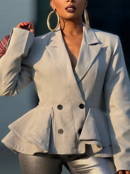 Ruffled Button Blazer