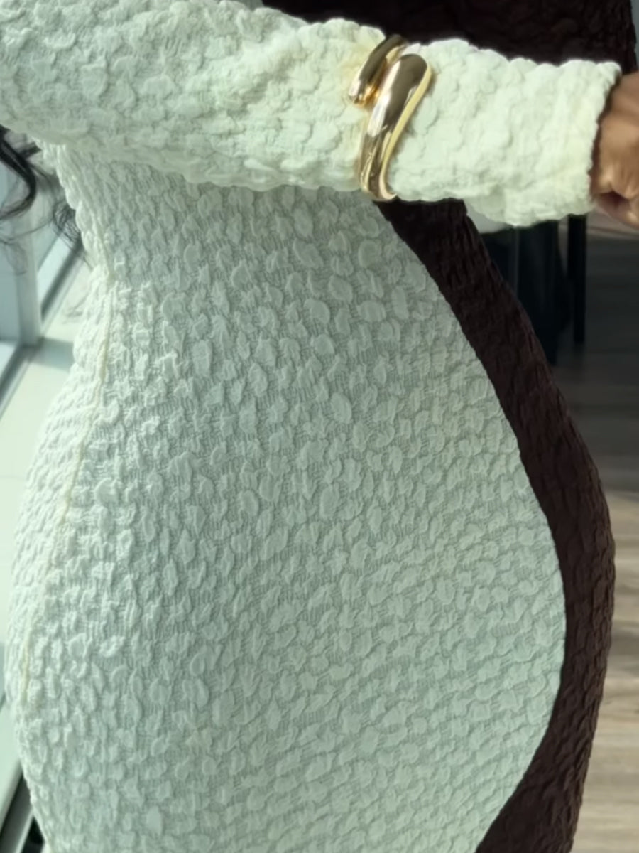 Square Collar Color Block Maxi Dress