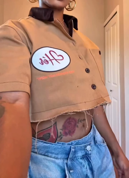 Retro print short-sleeved shirt