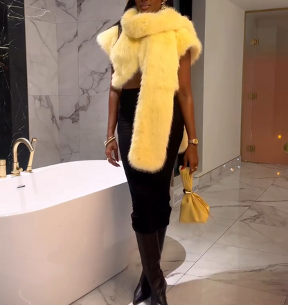 2-in-1 Faux Fur Shrug in Yellow