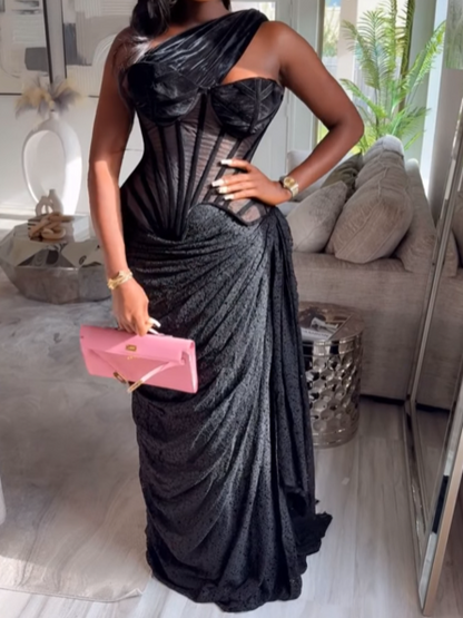 Tight Waist Pleated Dress