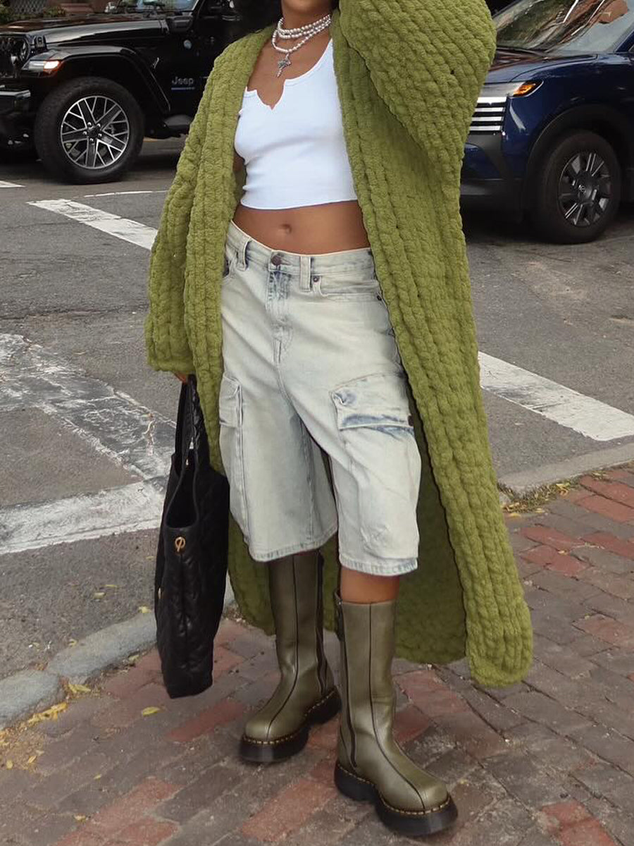 Thickened Sweater Loose Long Cardigan