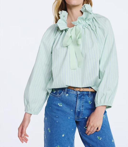 Ruffled cotton puff sleeve top