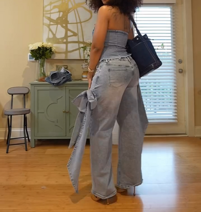 Bow wide-leg jeans