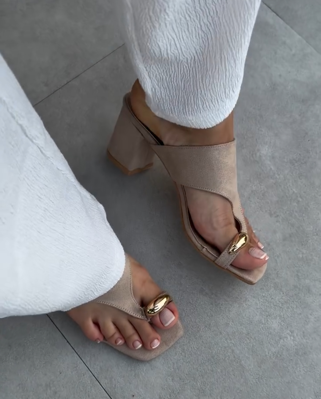 Metallic square-toe slippers