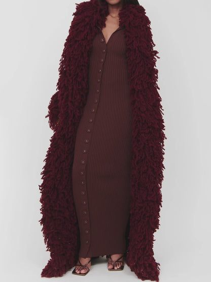 Fashion Oversized Fringe Knitted Coat