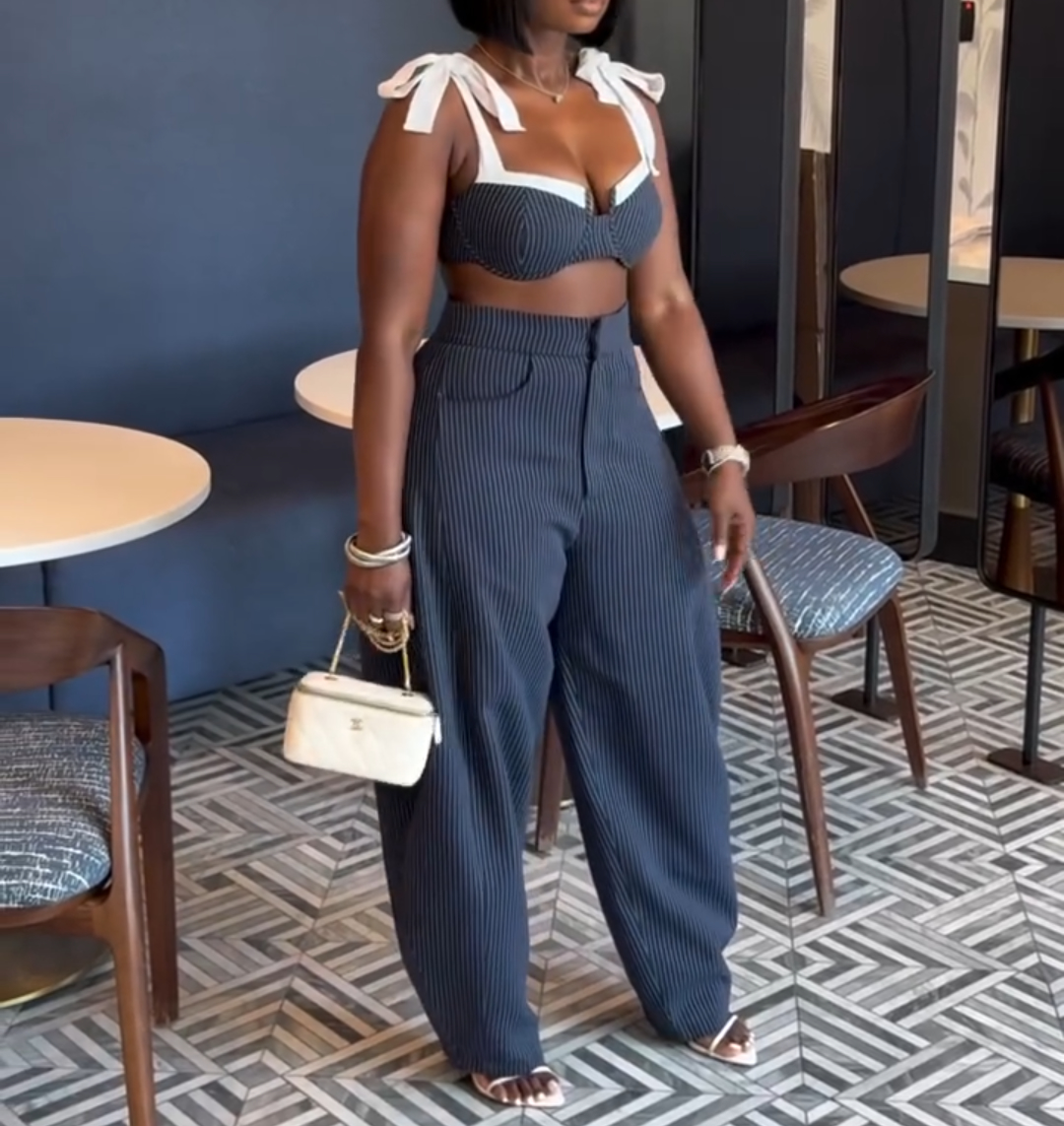 Pinstripe two-piece suit