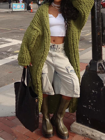 Thickened Sweater Loose Long Cardigan