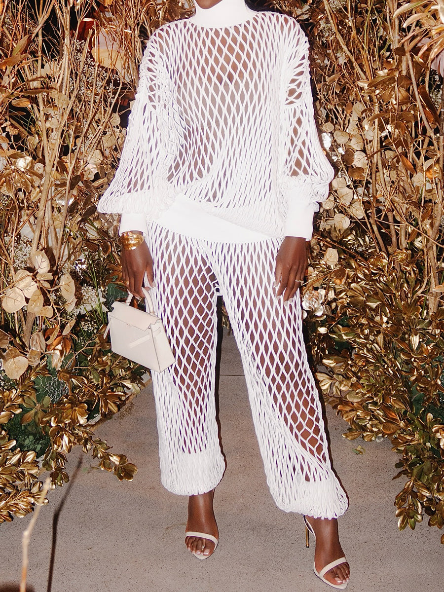 Knitted Hollowed Out Two Pieces Set