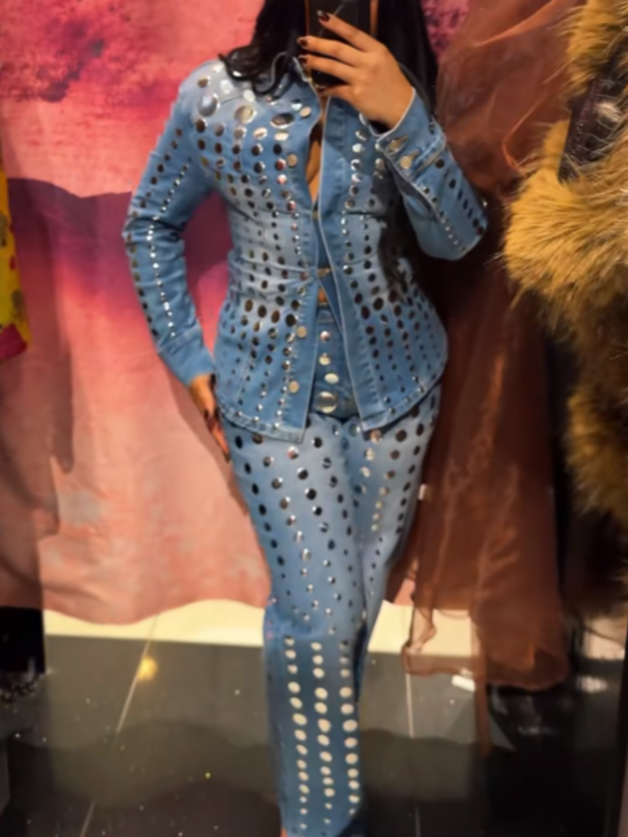 Studded Denim Suit