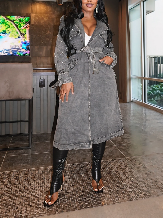 Pearl-Embellished Denim Jacket