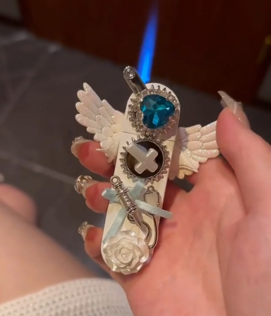 Angel Wings Pure White Gear Lighter