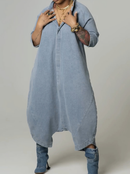 Loose denim jumpsuit