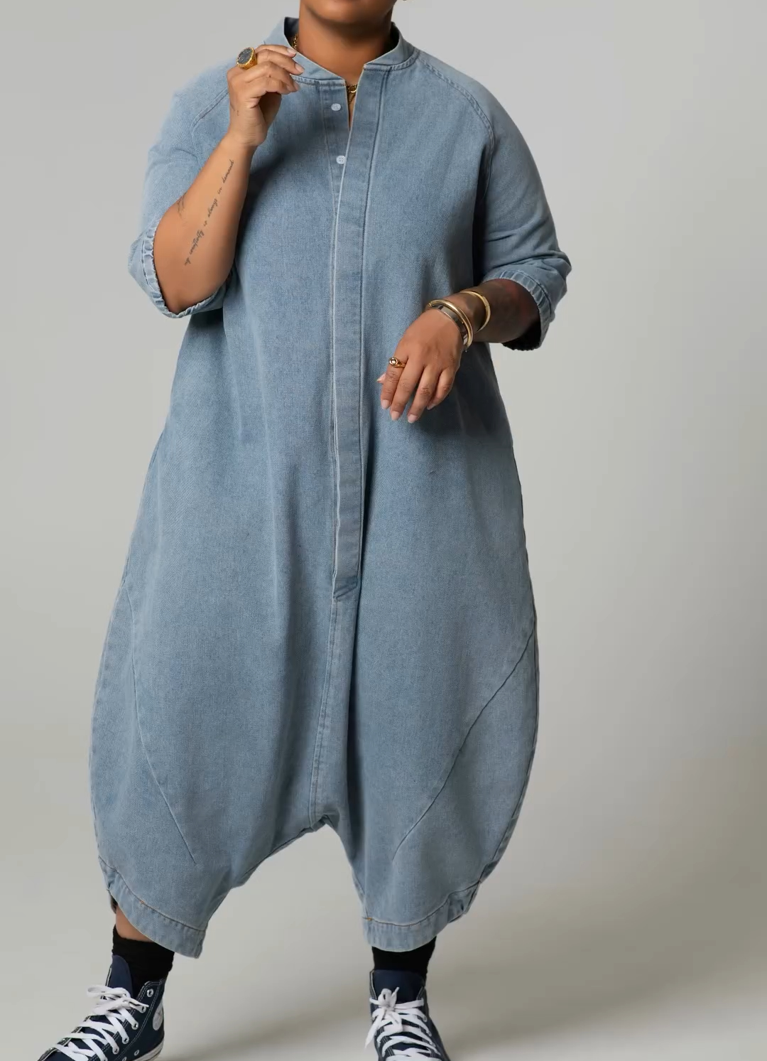 Loose denim jumpsuit