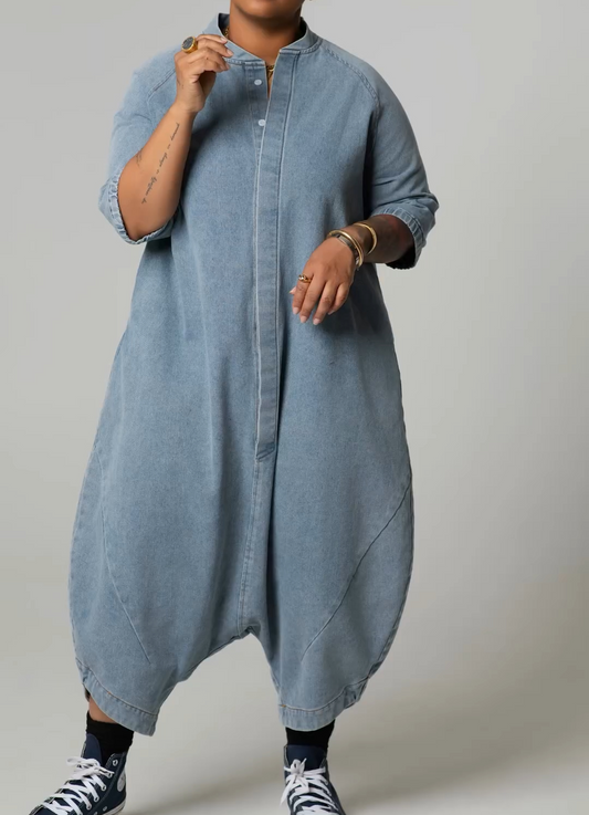 Loose denim jumpsuit