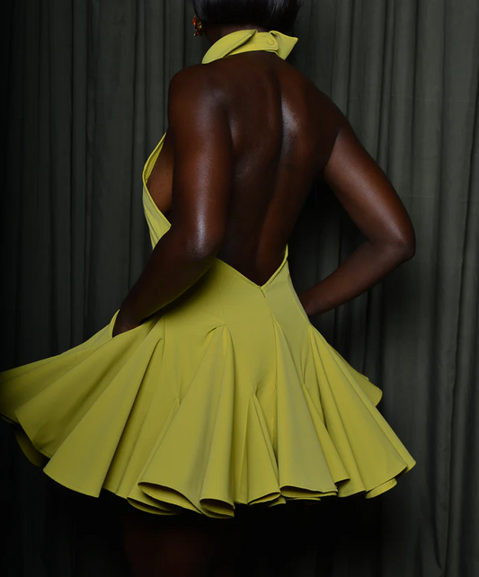 backless mini dress