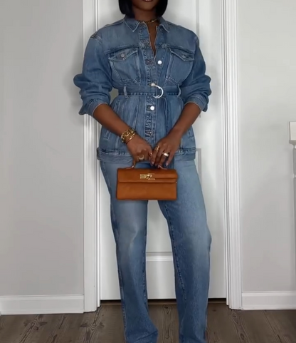 Lace-up denim jacket