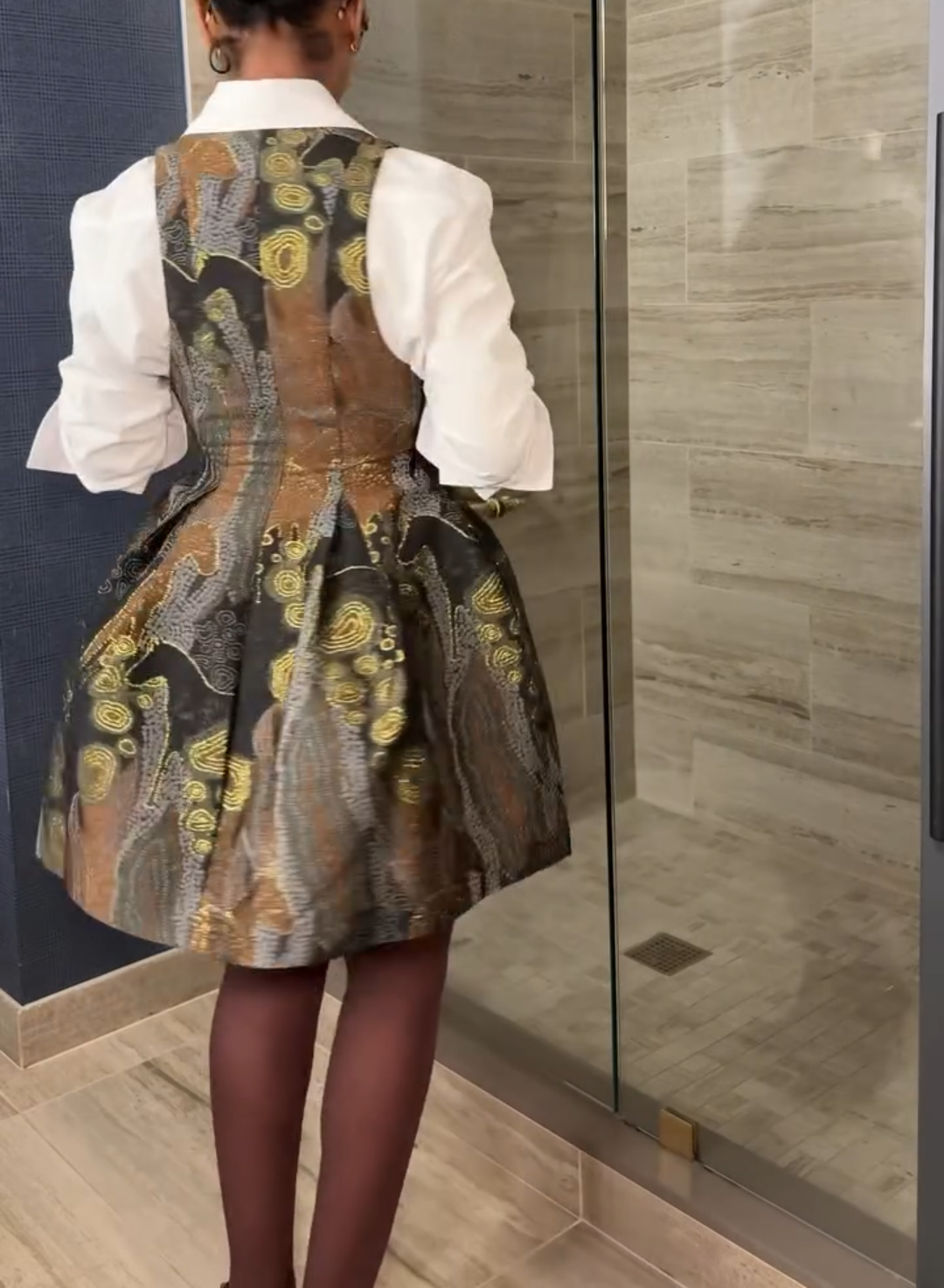 Sleeveless Zip Up Printed Mini Dress