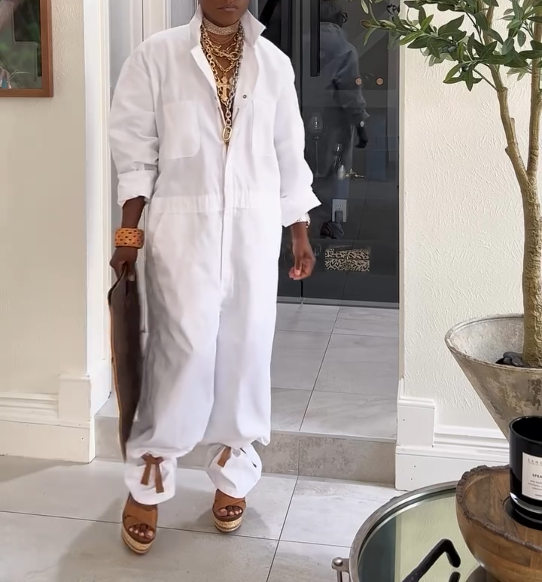 Solid color loose jumpsuit