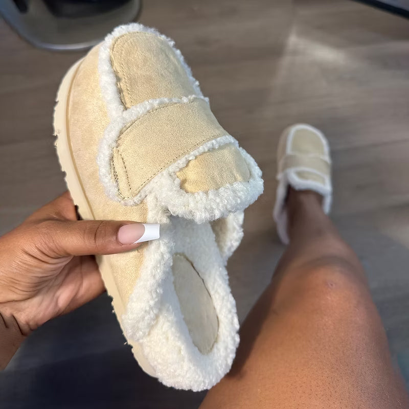 Fur Closed Toe Thick-soled Slippers