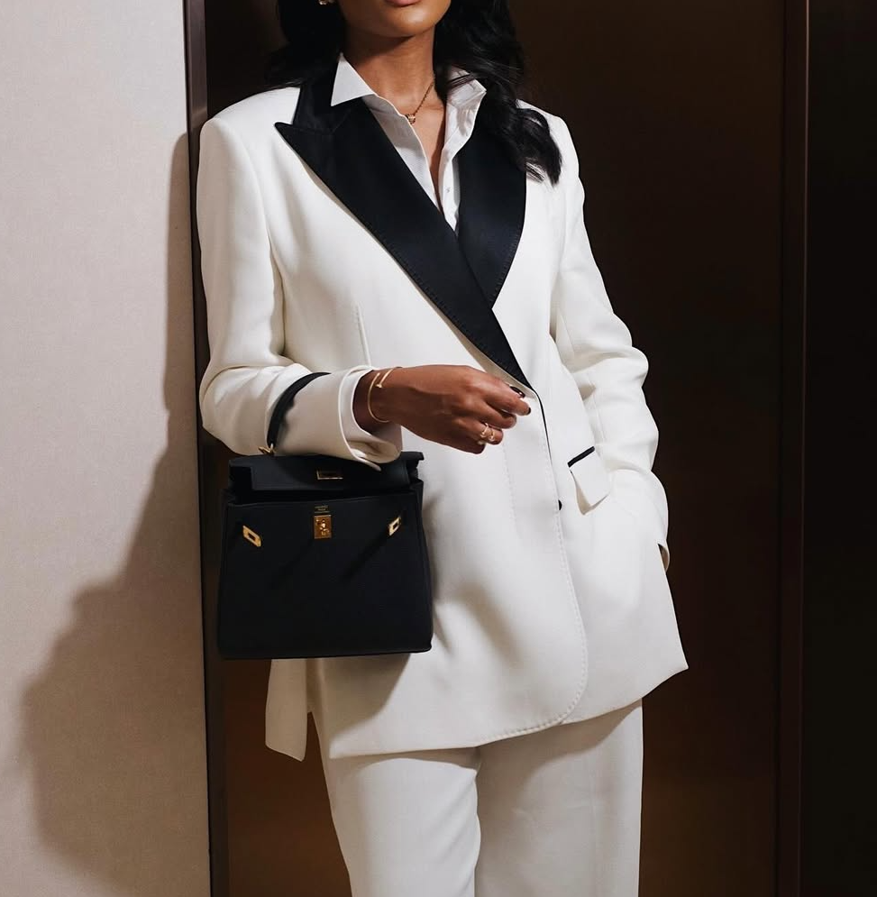 Colorblock lapel blazer