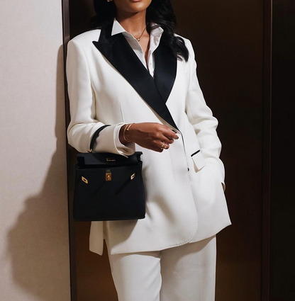 Colorblock lapel blazer