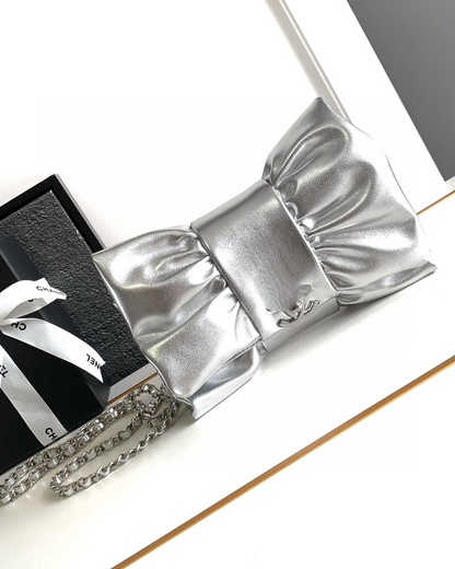 Metallic Silver 20cm Peplum Bag