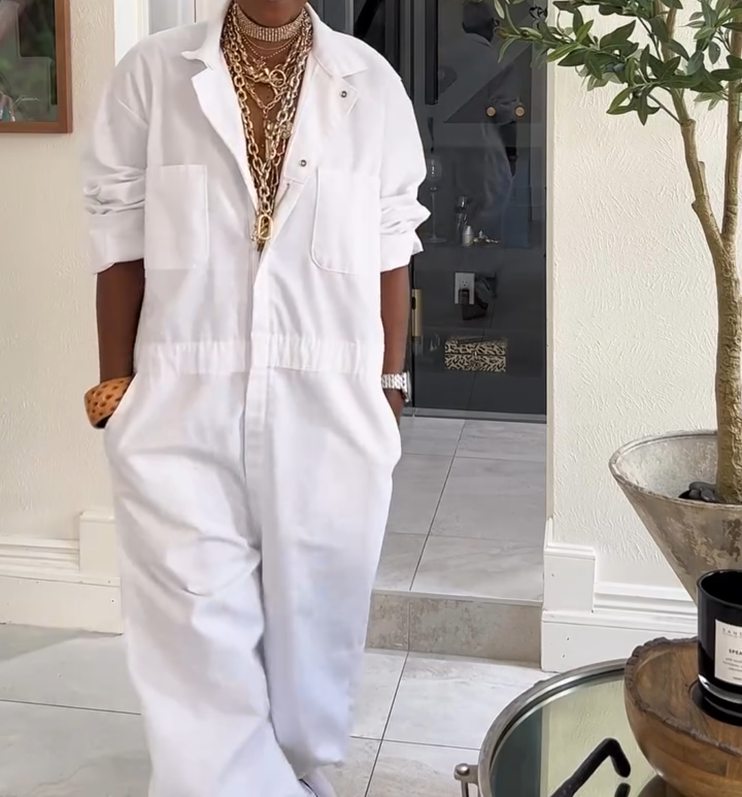 Solid color loose jumpsuit