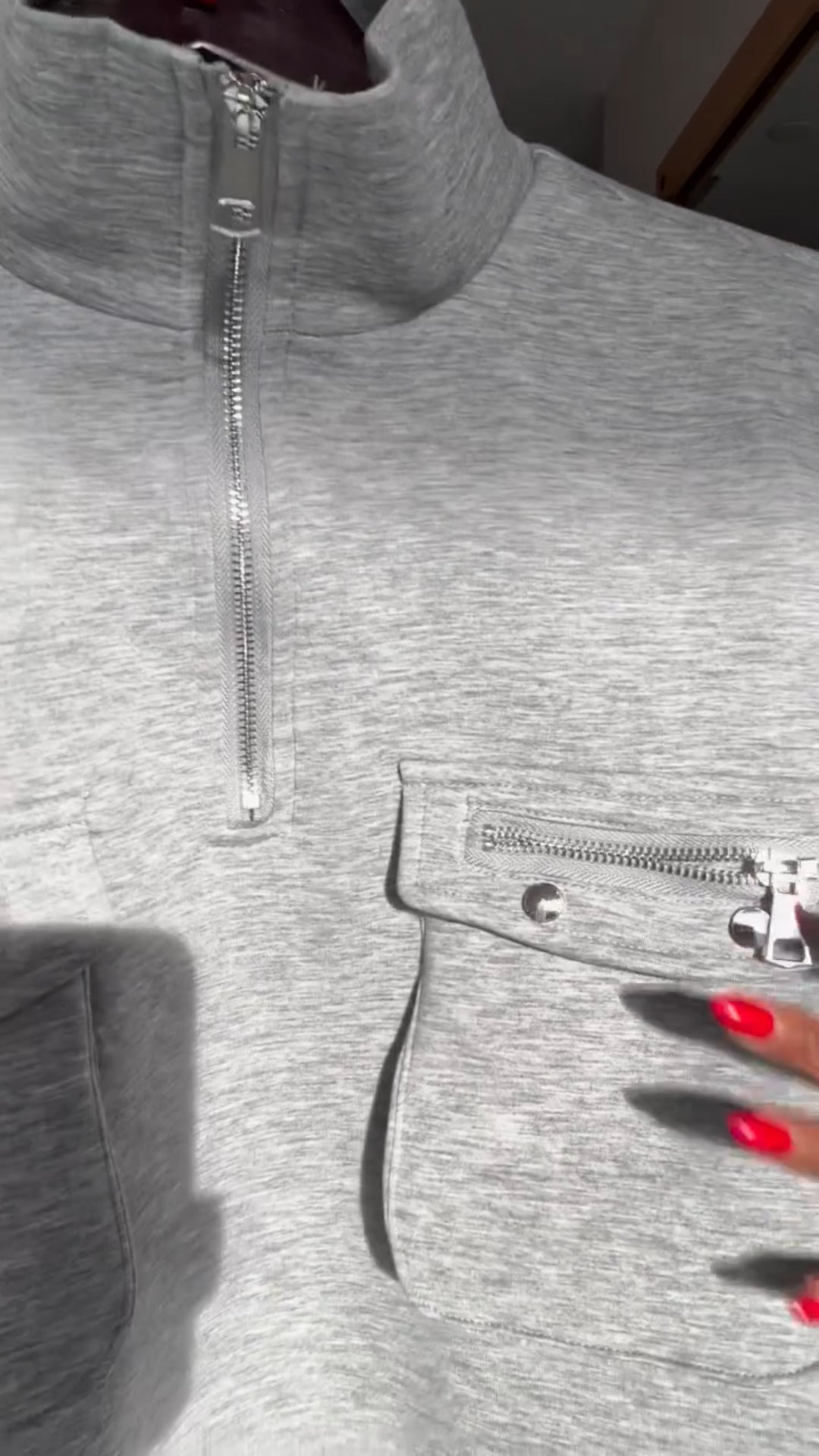 Stand collar sweatshirt and wide-leg pants two-piece suit