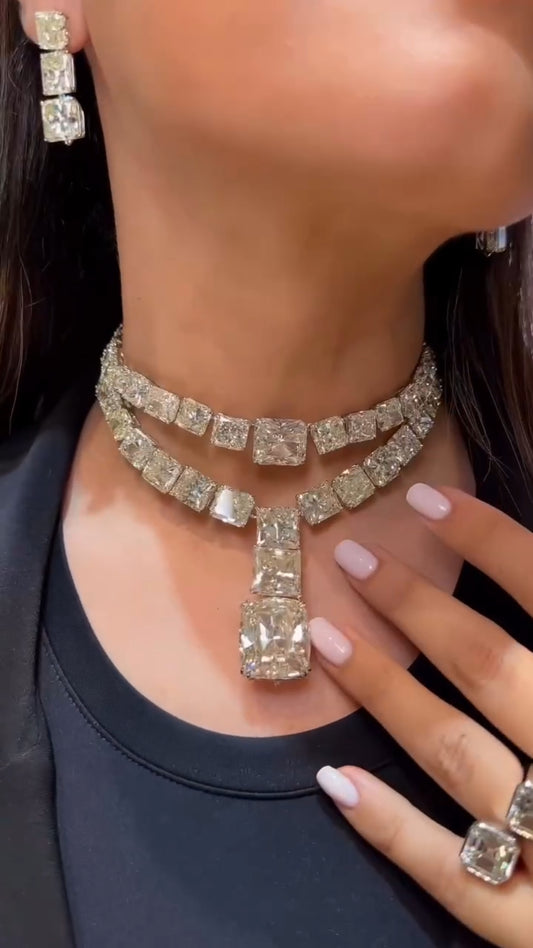 Diamond necklace + earrings