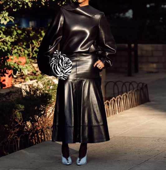 Two-piece leather suit