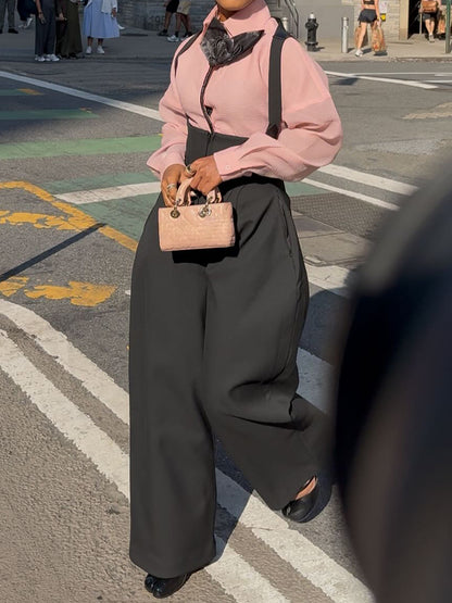 Appliques Shirt & High Waist Overalls