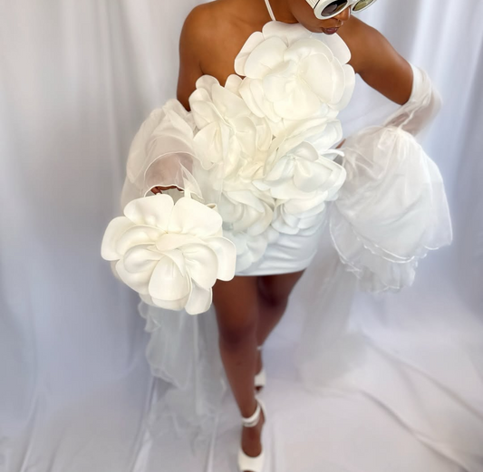 3D floral halter neck dress