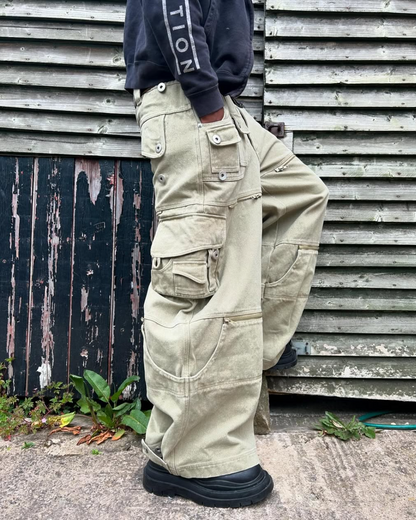 Multi-pocket patchwork jeans